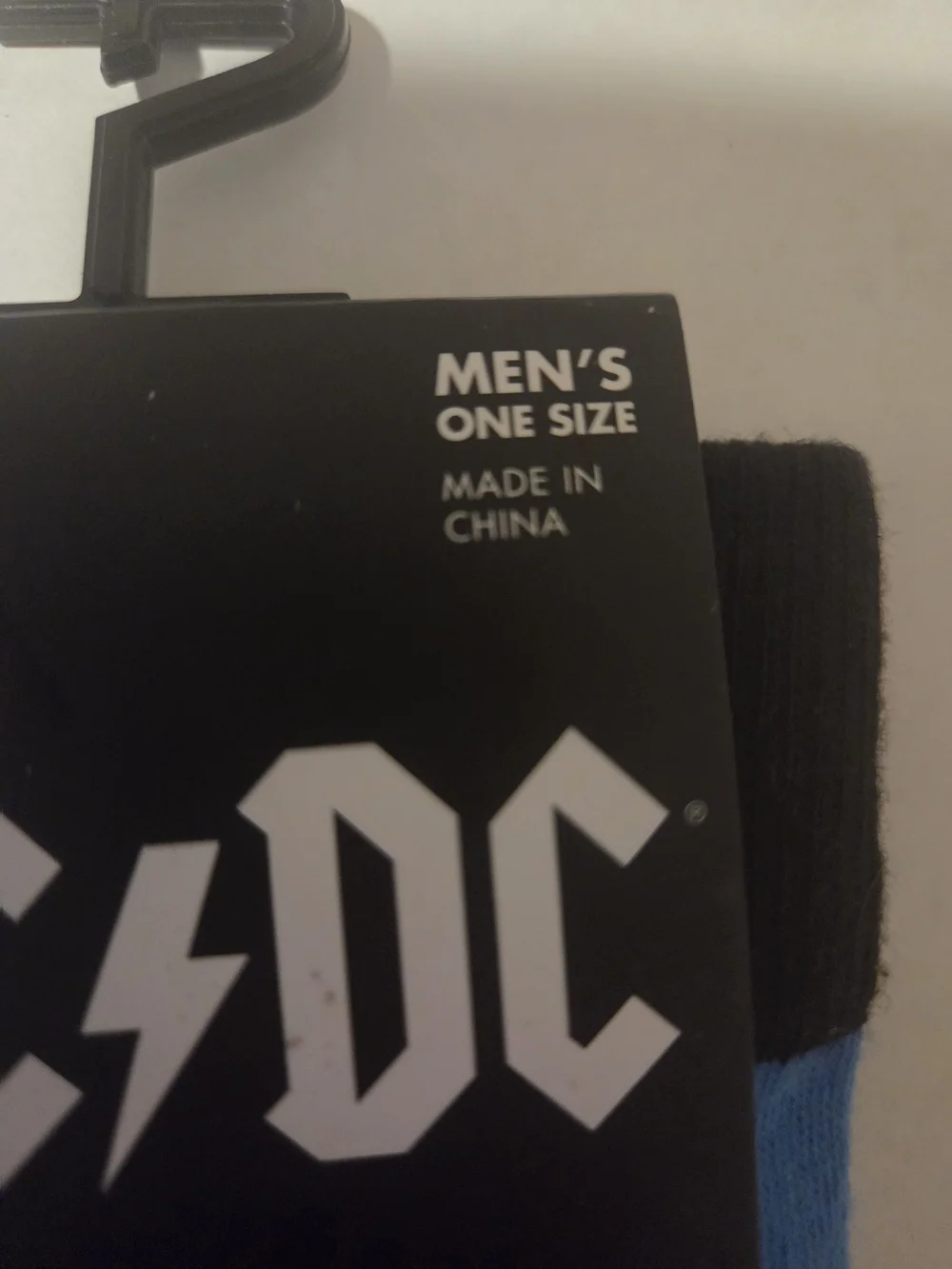 AC/DC Blue and Black Striped Crew Socks with Logo